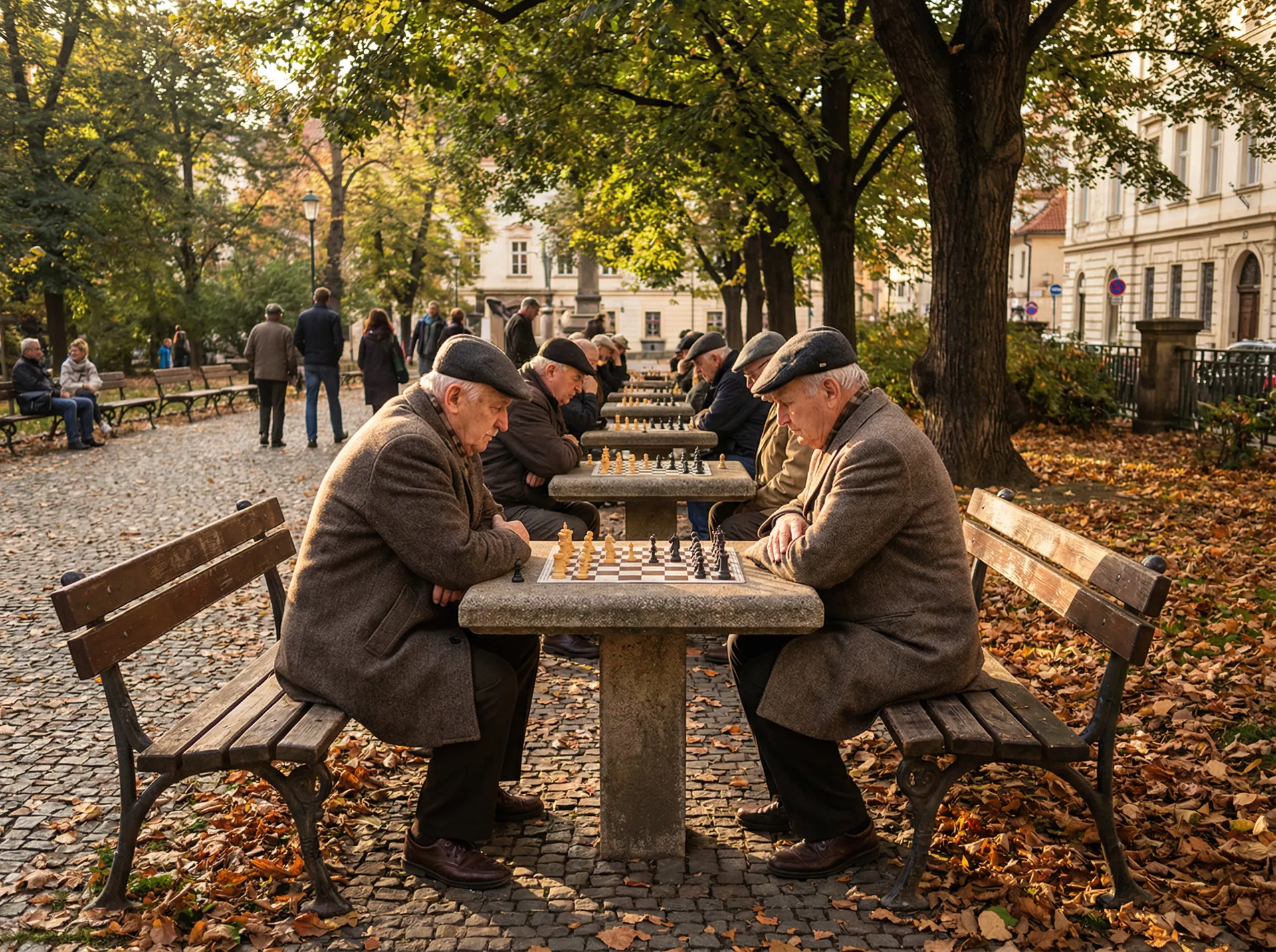 布拉格公园老人下棋 - 捷克上金钱搭讪 日常生活纪实